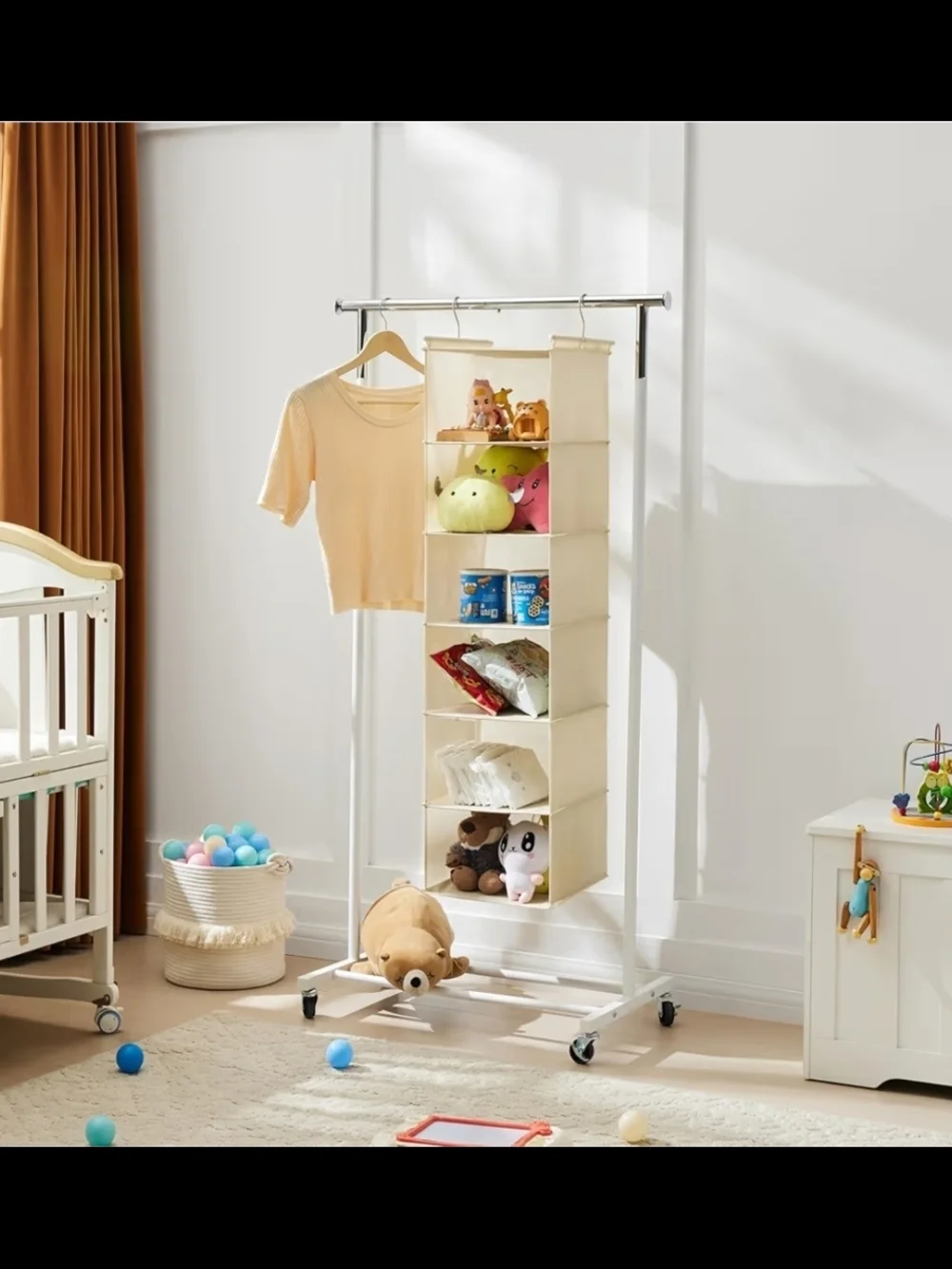 Cream Hanging Closet Organizer - 6-Shelf Home Storage